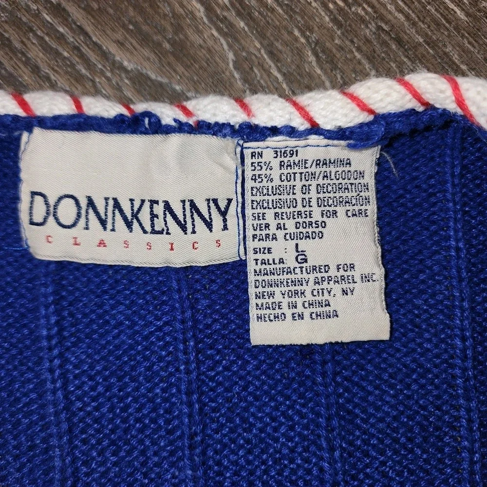 Vtg Donnkenny Ocean Sailing Sweater Button Vest L Nautical Yacht Coastal Grandma